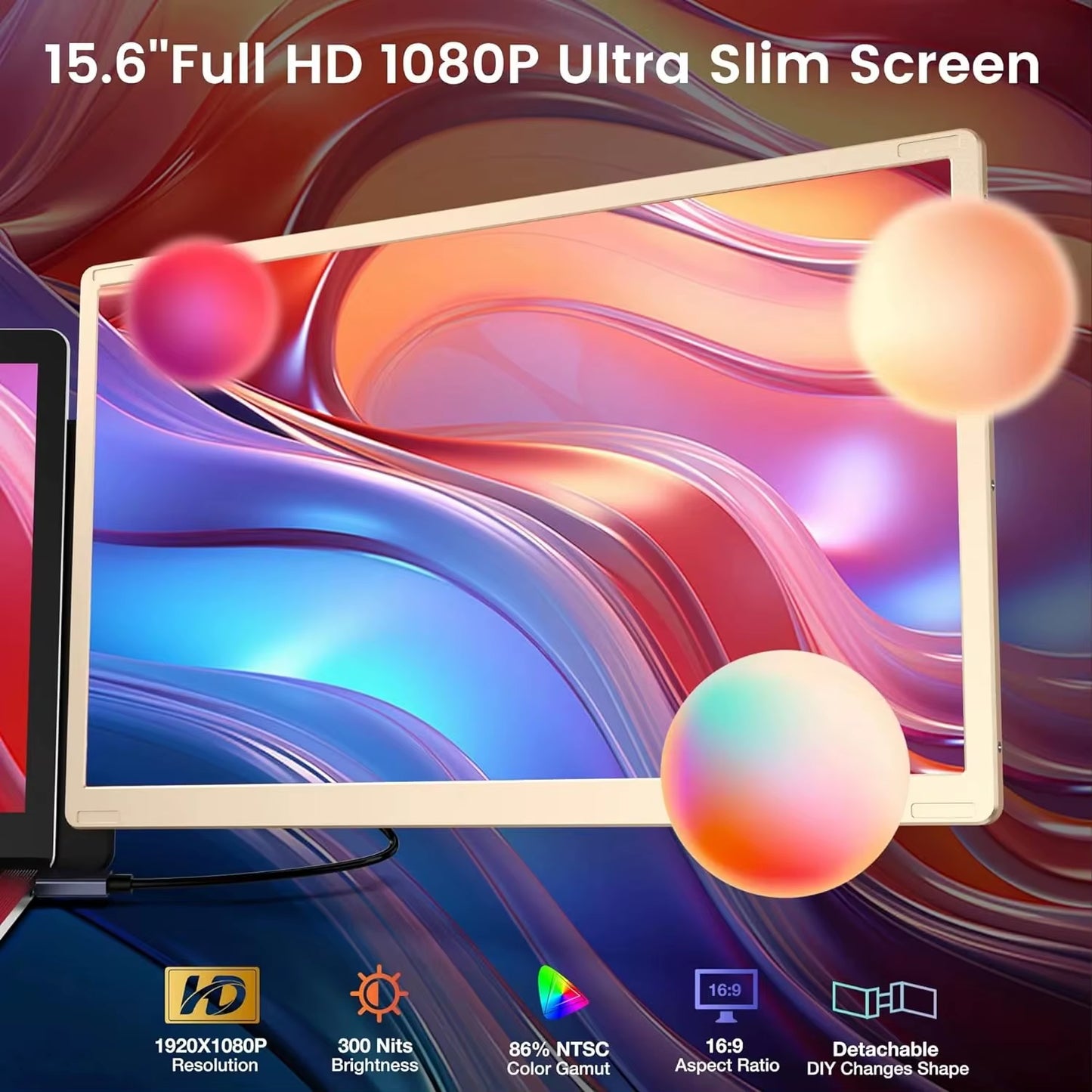15.6 INCH FHD 1080P LCD Portable Monitor S6 Triple Laptop Screen Extender Dual Monitors Screen for Windows/Mac except M1/M2 Chip