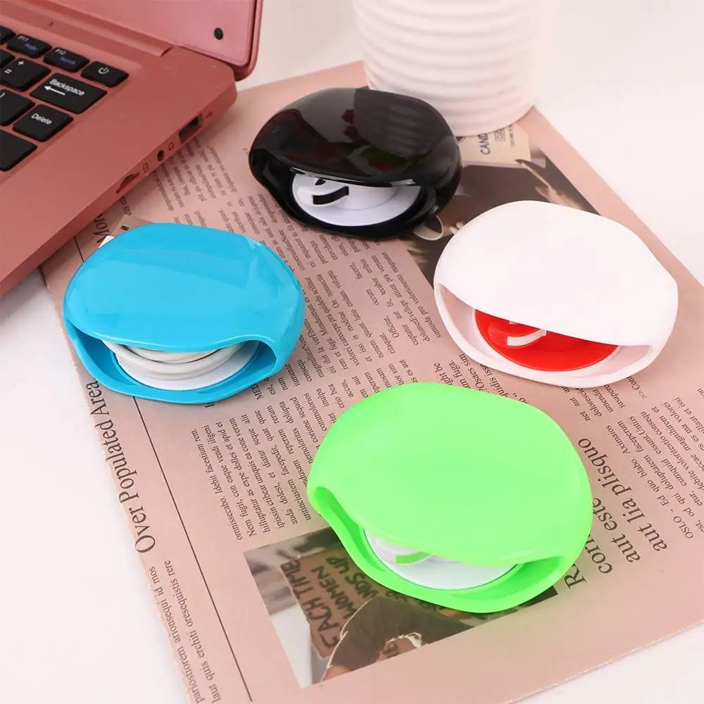 Automatic Closing Cable Cord Wire Organizer Bobbin Winder Earphone Wrap for Headphone Storage Cable Winder