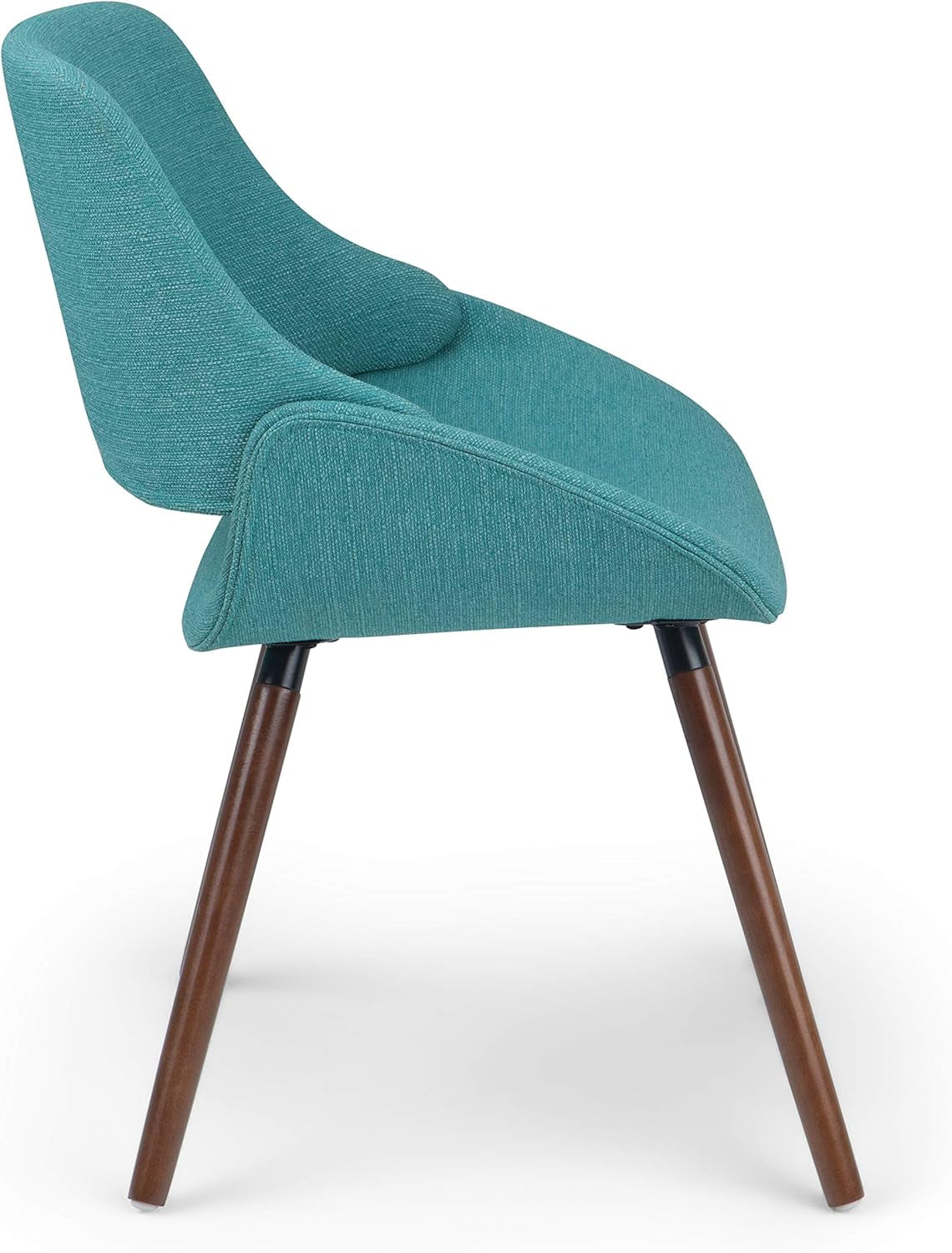 Malden Dining Chairs - Upholstered Bentwood Frame and Woven Fabric Kitchen Chair in Turquoise Blue, Modern Dining Room Seating with Curved Contoured Back, Walnut Veneer Legs and Padded Seat