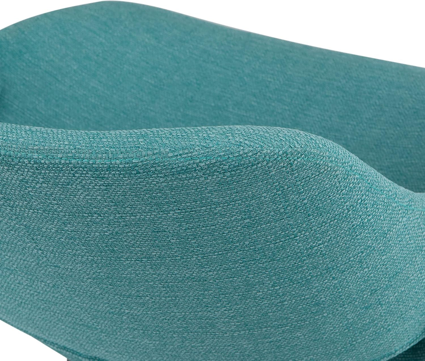 Malden Dining Chairs - Upholstered Bentwood Frame and Woven Fabric Kitchen Chair in Turquoise Blue, Modern Dining Room Seating with Curved Contoured Back, Walnut Veneer Legs and Padded Seat