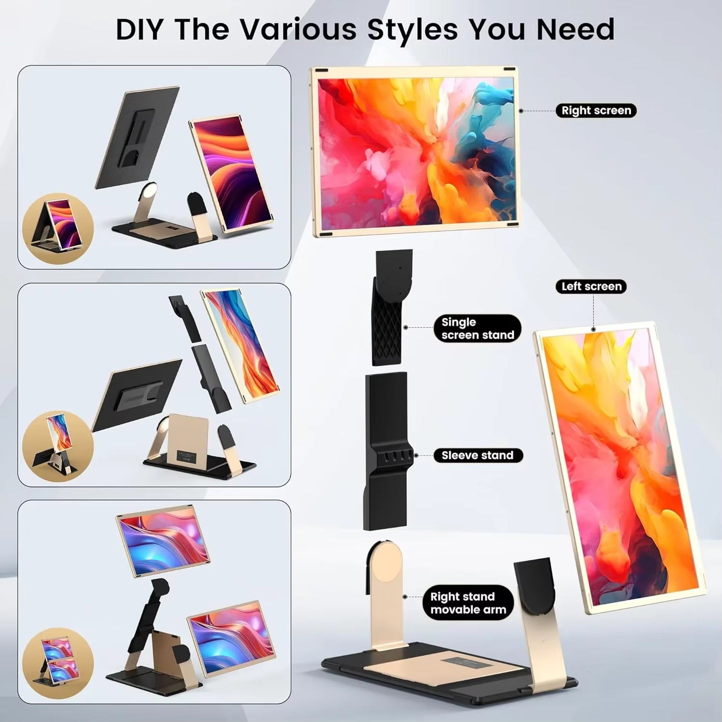15.6 INCH FHD 1080P LCD Portable Monitor S6 Triple Laptop Screen Extender Dual Monitors Screen for Windows/Mac except M1/M2 Chip