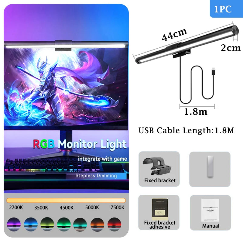 Led Monitor Light Bar Stepless Dimmable Desk Lamp Computer Screen Hanging Light Led Table Lamp Indoor Lighting for Laptop Office