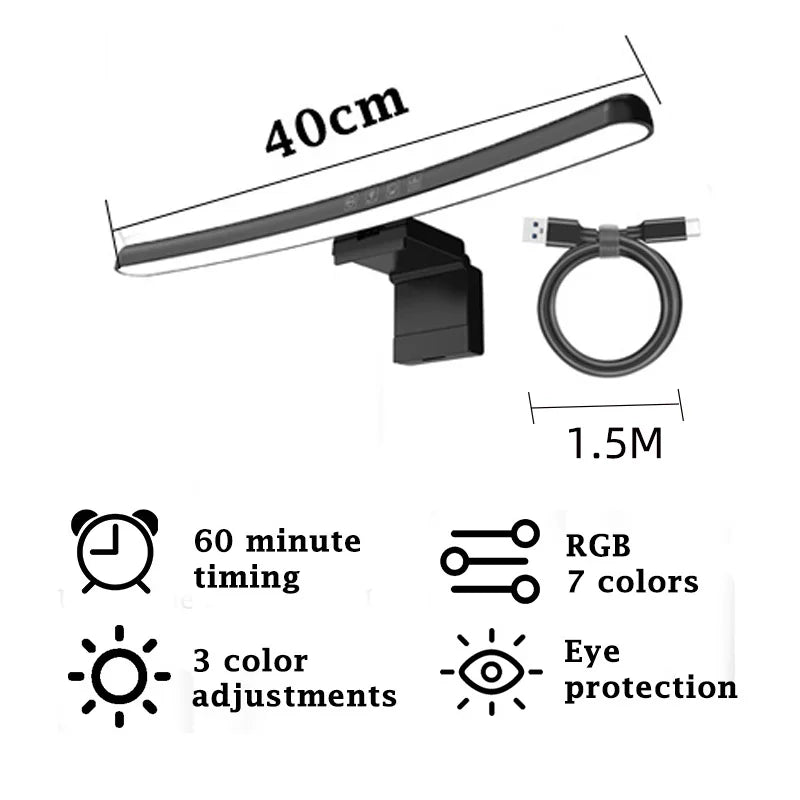 Monitor Light Bar Desk Lamps Led Bar PC Monitor Lightbar with RGB Backlight Stepless Dimmable Computer LED Screen Hanging Lights