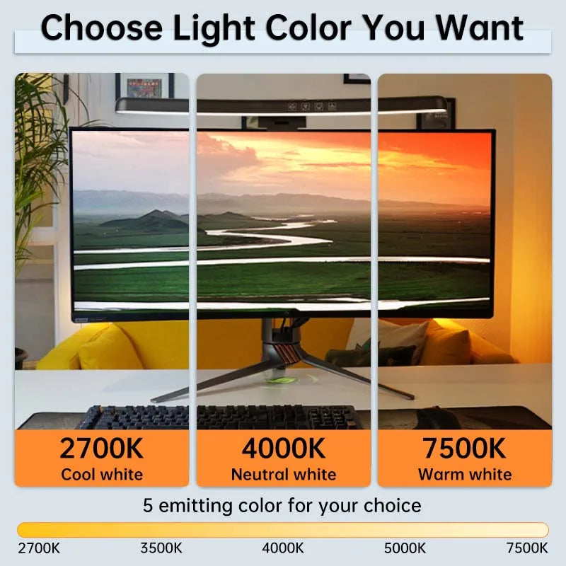 Monitor Light Bar Desk Lamps Led Bar PC Monitor Lightbar with RGB Backlight Stepless Dimmable Computer LED Screen Hanging Lights