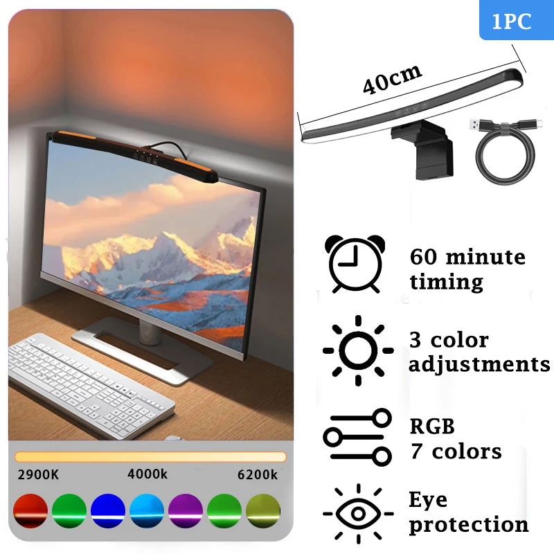 Led Monitor Light Bar Stepless Dimmable Desk Lamp Computer Screen Hanging Light Led Table Lamp Indoor Lighting for Laptop Office