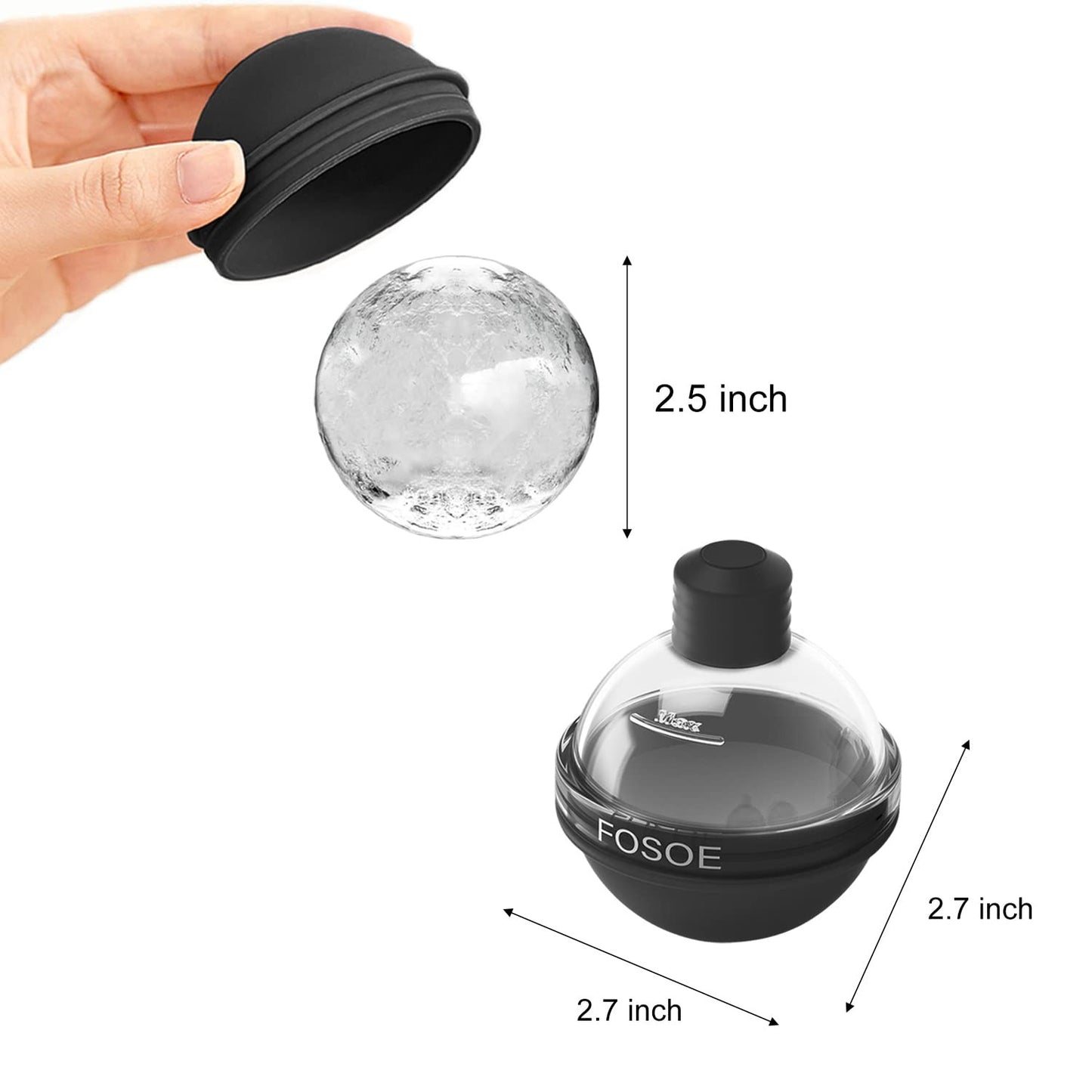 Silicone Ice Ball Molds for Whiskey - Set of 4 round Makers with Lids