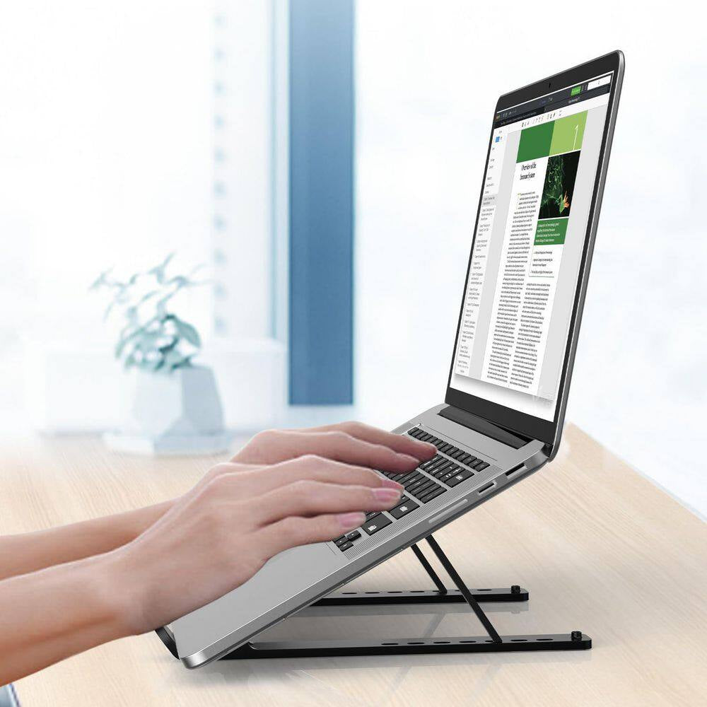 Adjustable Laptop Stand Portable Riser for Desk Foldable Ventilated Cooling Holder for 10-15.6 Laptops Tablets