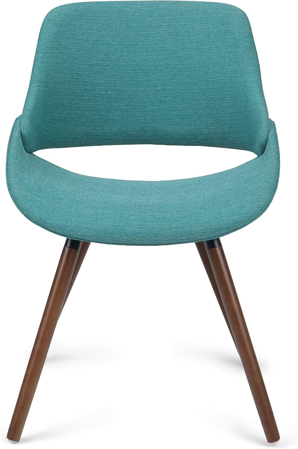 Malden Dining Chairs - Upholstered Bentwood Frame and Woven Fabric Kitchen Chair in Turquoise Blue, Modern Dining Room Seating with Curved Contoured Back, Walnut Veneer Legs and Padded Seat