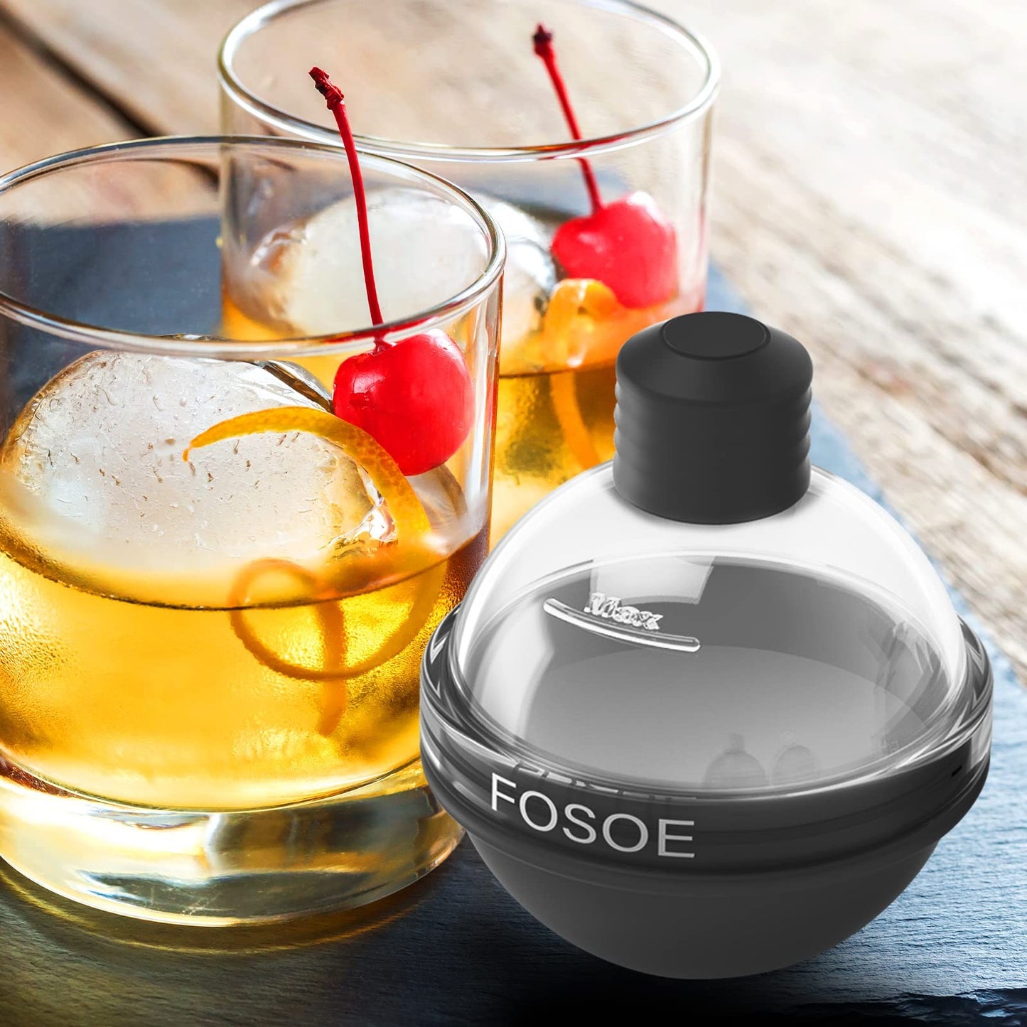 Silicone Ice Ball Molds for Whiskey - Set of 4 round Makers with Lids