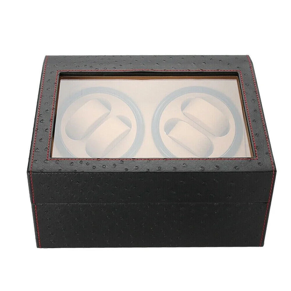 4+6 Slots Auto Rotating Watch Winder Display Box Case Leather Storage Holder Box