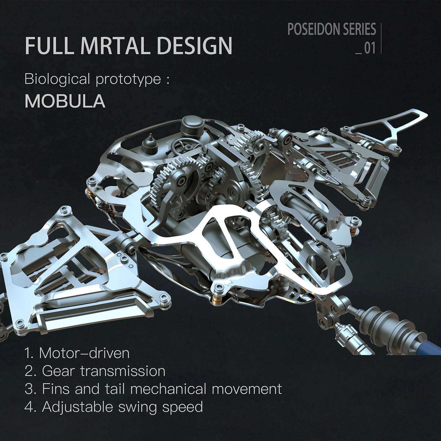 Build Mechanical Mobula Manta Ray Kinetic Sculpture Kits Metal Automata Toy