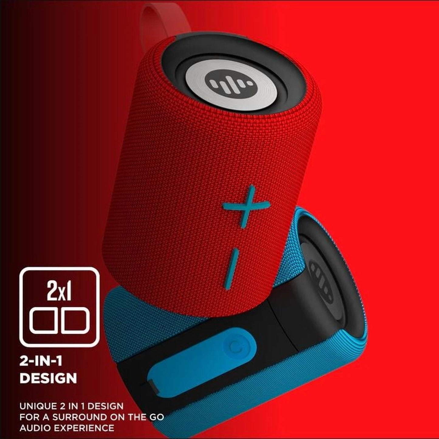 2-in-1 Waterproof Magnetic Bluetooth Speaker - Powerful 20W Stereo Sound, 24-Hour Playtime, True Wireless Pairing for Home, Outdoors & Travel