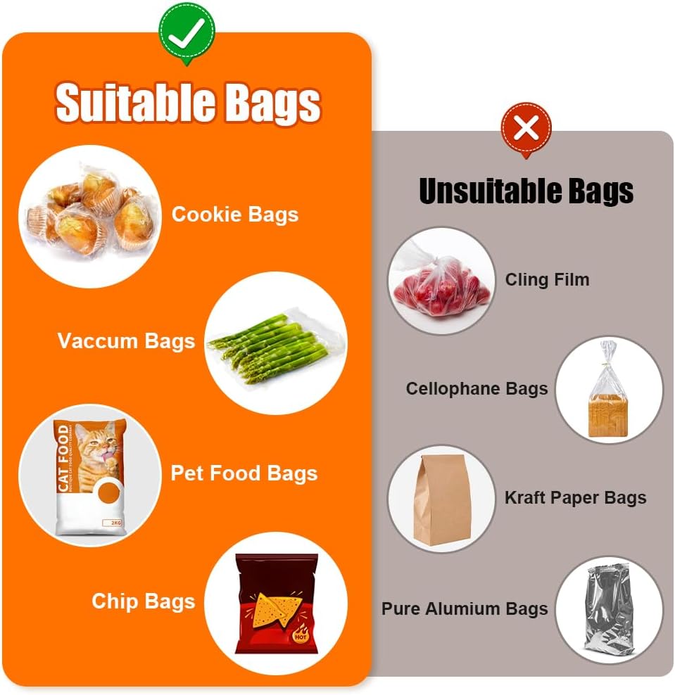 Mini Bag Sealer, 2 in 1 USB Rechargeable Bag Sealers Heat Seal Cutter, Handheld Chip Bag Sealer, Portable Resealer Machine for Plastic Bags Food Storage Snacks Freshness