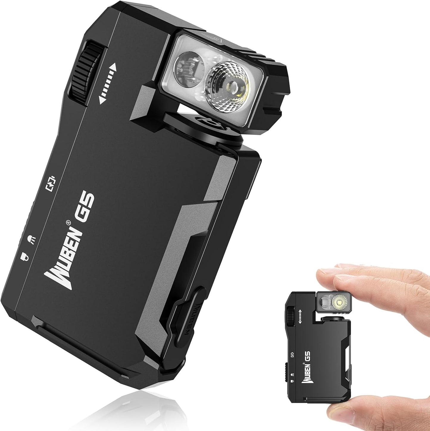 G5 Rechargeable EDC Flashlight, 400 Lumens Dual Light Sources Mini Flashlight with RGB Light, Portable Flat Pocket Flashlights, Magnetic Keychain Flashlight for Outdoor Home Emergencies (Black)