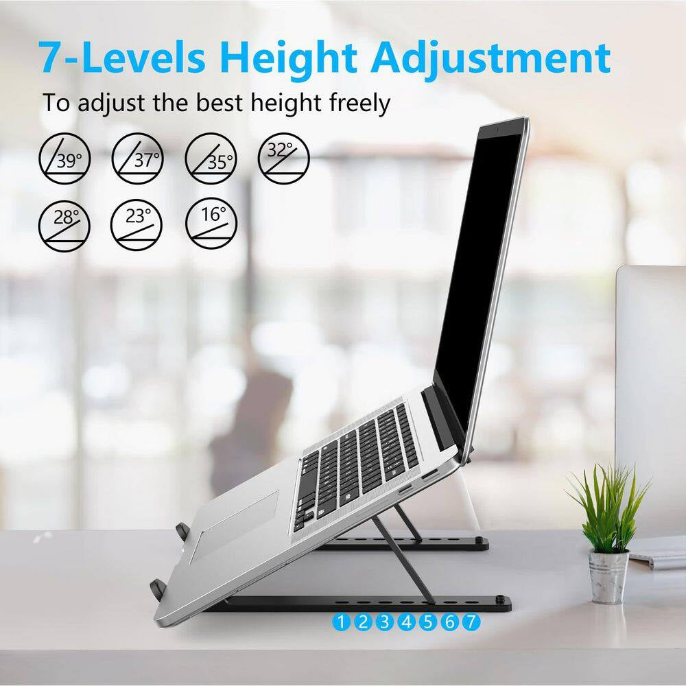 Adjustable Laptop Stand Portable Riser for Desk Foldable Ventilated Cooling Holder for 10-15.6 Laptops Tablets