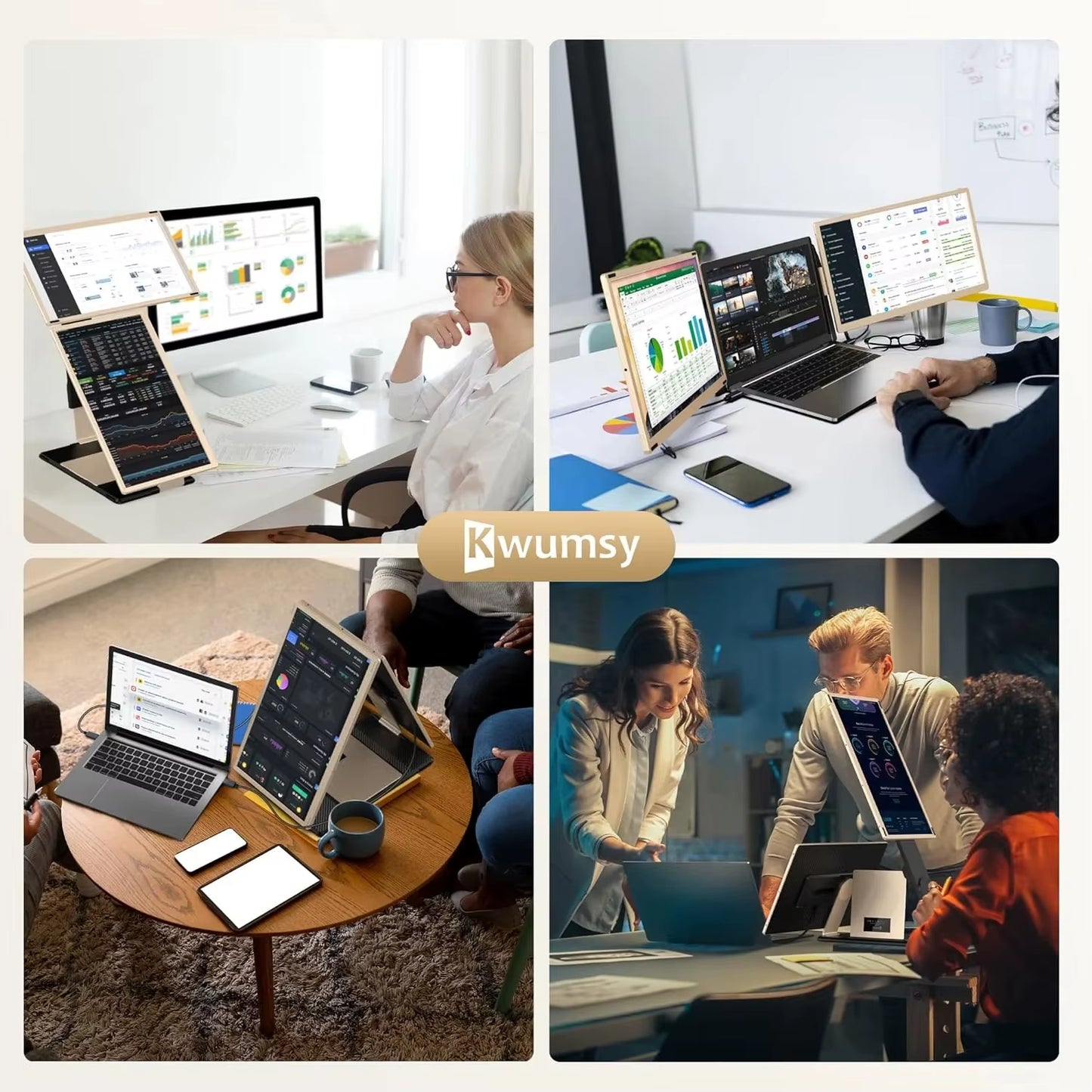 15.6 INCH FHD 1080P LCD Portable Monitor S6 Triple Laptop Screen Extender Dual Monitors Screen for Windows/Mac except M1/M2 Chip