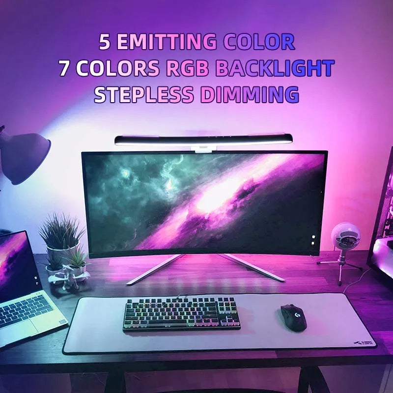 Monitor Light Bar Desk Lamps Led Bar PC Monitor Lightbar with RGB Backlight Stepless Dimmable Computer LED Screen Hanging Lights
