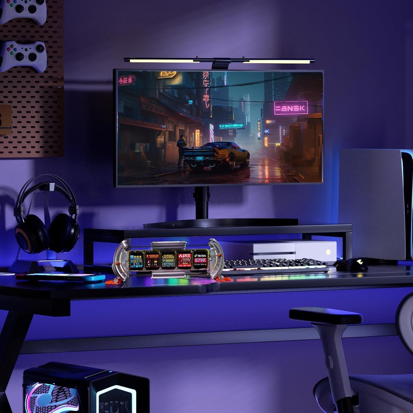 Times Gate - Cyberpunk Gaming Setup Digital Clock with Smart APP Control, Wifi Connect, RGB LED Display, Personalized Dashboard, Pixel Art for Gaming Room & Office Decor(Sliver)