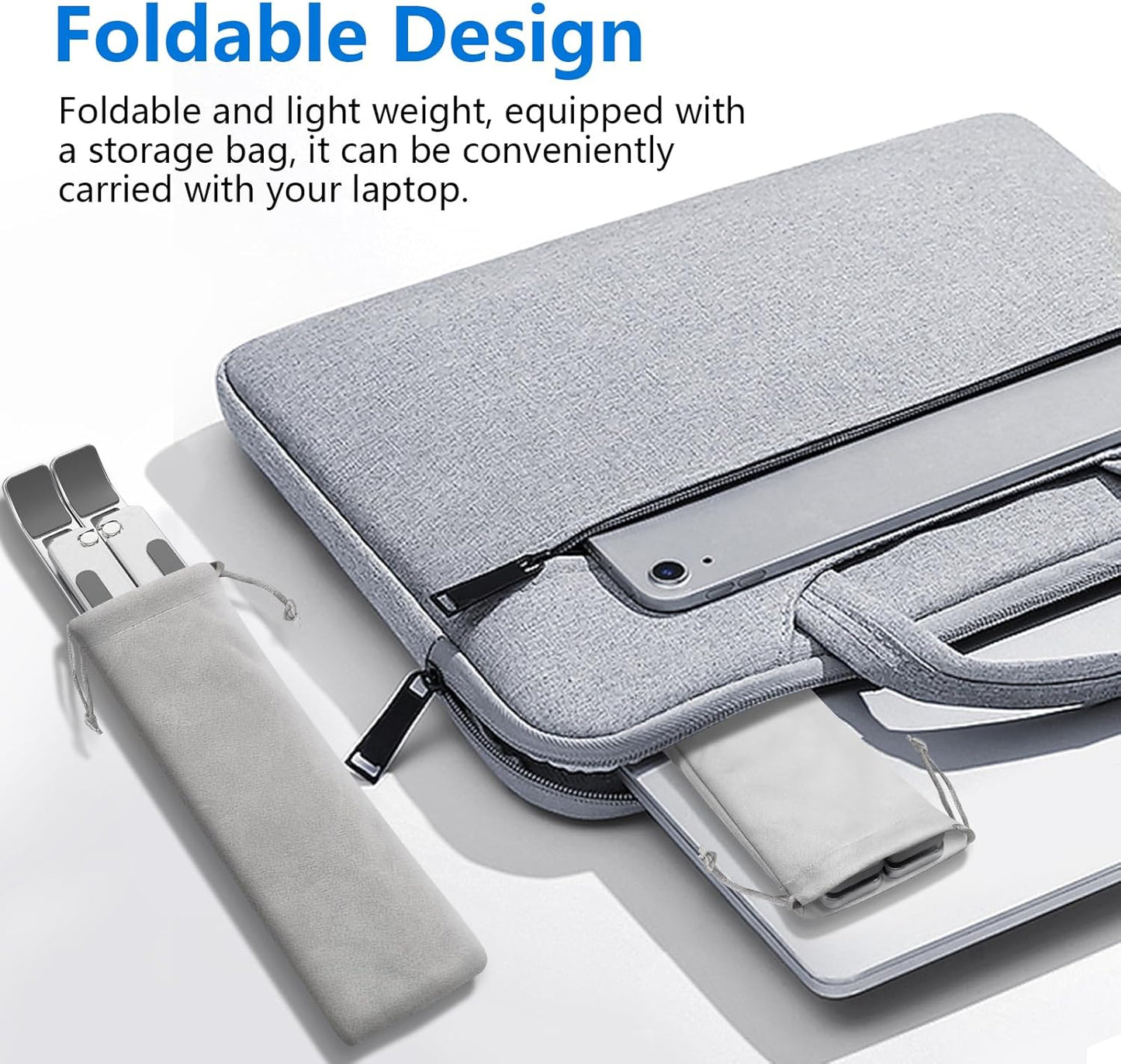 Laptop Stand for Desk, Aluminum Metal Macbook Stand,Computer Riser for Desk, Portable Foldable Adjustable Notebook Holder, Compatible with 10-15.6 Inch Laptops, Ipad, Silver.