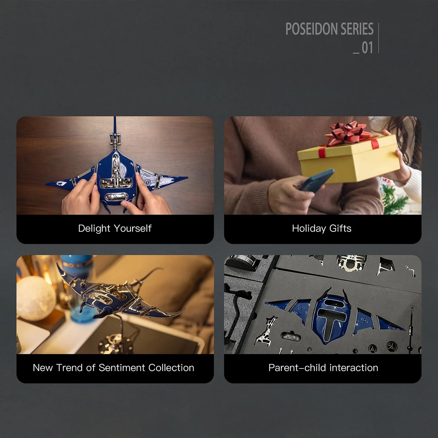 Build Mechanical Mobula Manta Ray Kinetic Sculpture Kits Metal Automata Toy