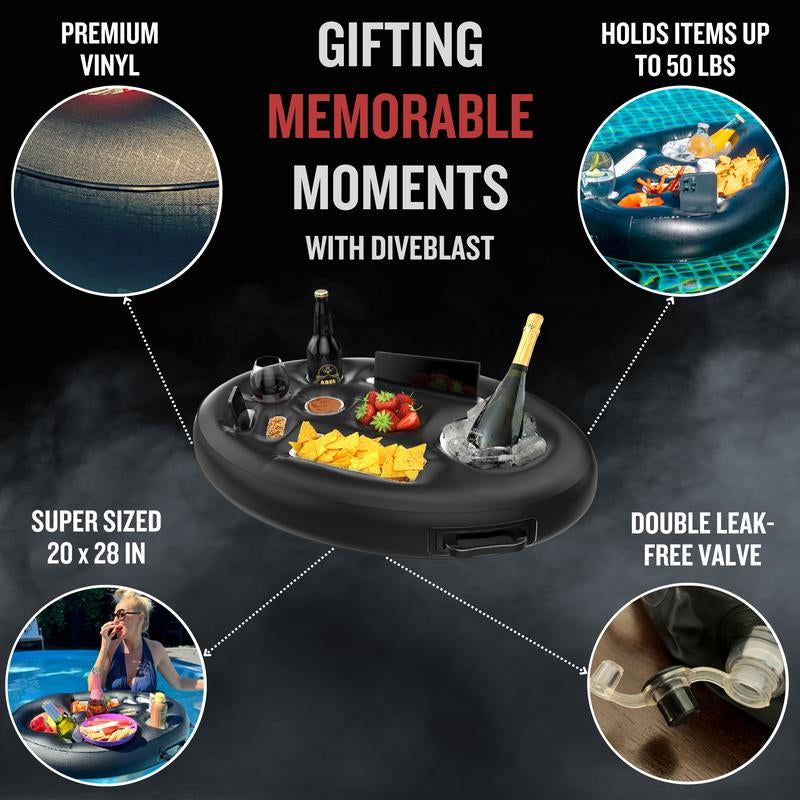 DIVEBLAST Floating Drink Holder for Pools & Hot Tubs — Holds up to 50 LBS — Cool & Unique Drink Floaties — Premium Swimming Pool Inflatables