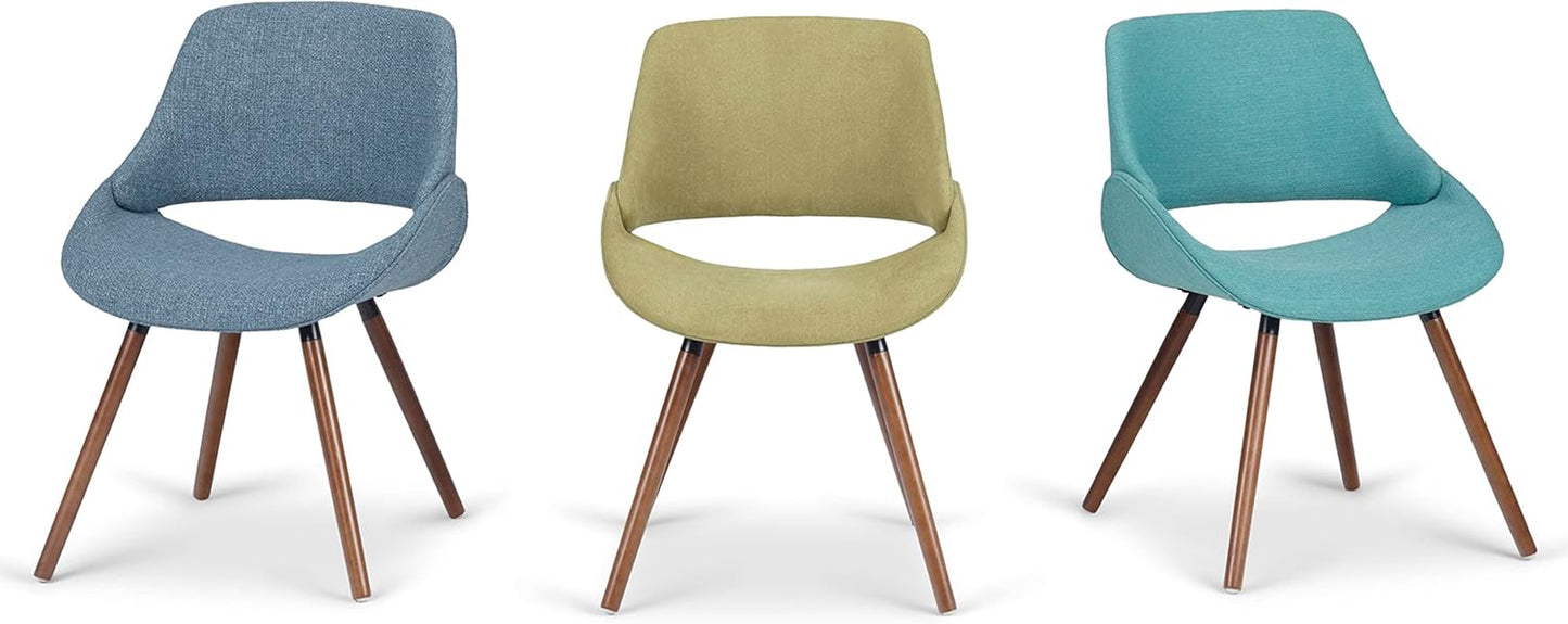Malden Dining Chairs - Upholstered Bentwood Frame and Woven Fabric Kitchen Chair in Turquoise Blue, Modern Dining Room Seating with Curved Contoured Back, Walnut Veneer Legs and Padded Seat