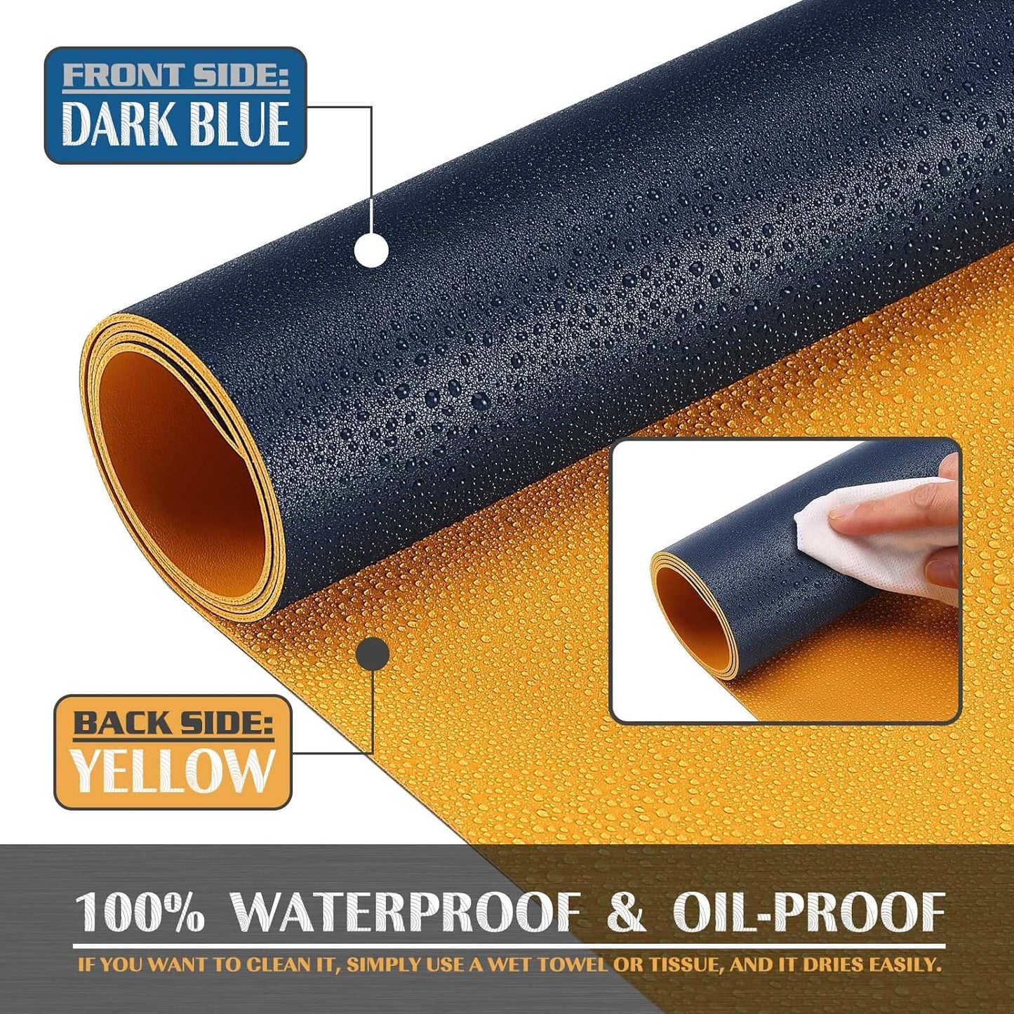 Small Office Leather Desk Mat, Mouse and Keyboard Pad, Computer and Laptop Mat, Desktop Protector and Cover, Writing Pad and Blotter (23.6"X13.8", Dark Blue)