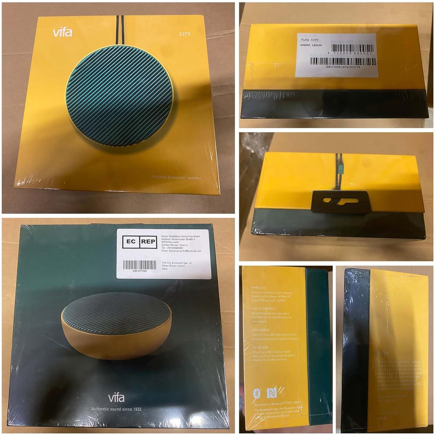 City Bluetooth Speaker, Portable Wireless Loudspeaker, Bluetooth 5.0 / Dual Pairing / IPX4 Waterproof, Hifi Audio & Built-In Mic Mini Speakers for Travel and Party (Sage Green)