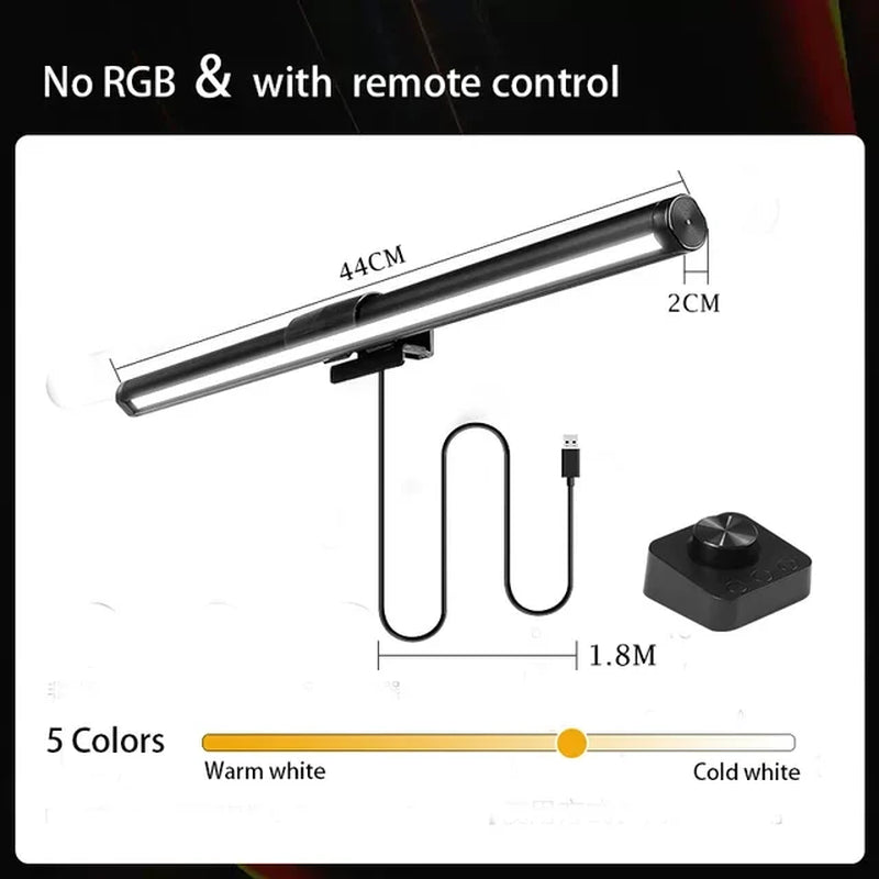 Monitor Light Bar Desk Lamps Led Bar PC Monitor Lightbar with RGB Backlight Stepless Dimmable Computer LED Screen Hanging Lights