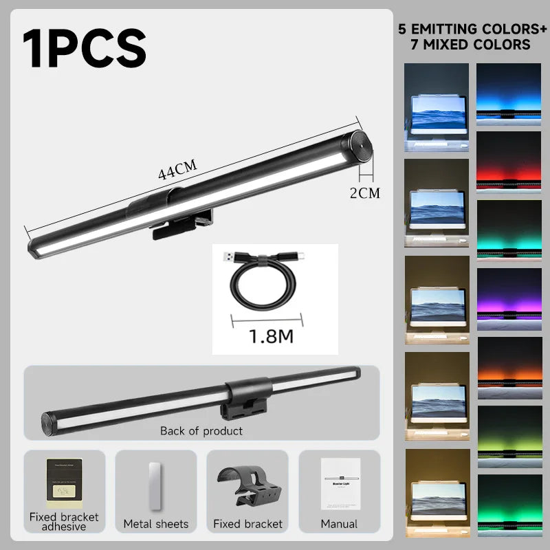 Monitor Light Bar Desk Lamps Led Bar PC Monitor Lightbar with RGB Backlight Stepless Dimmable Computer LED Screen Hanging Lights