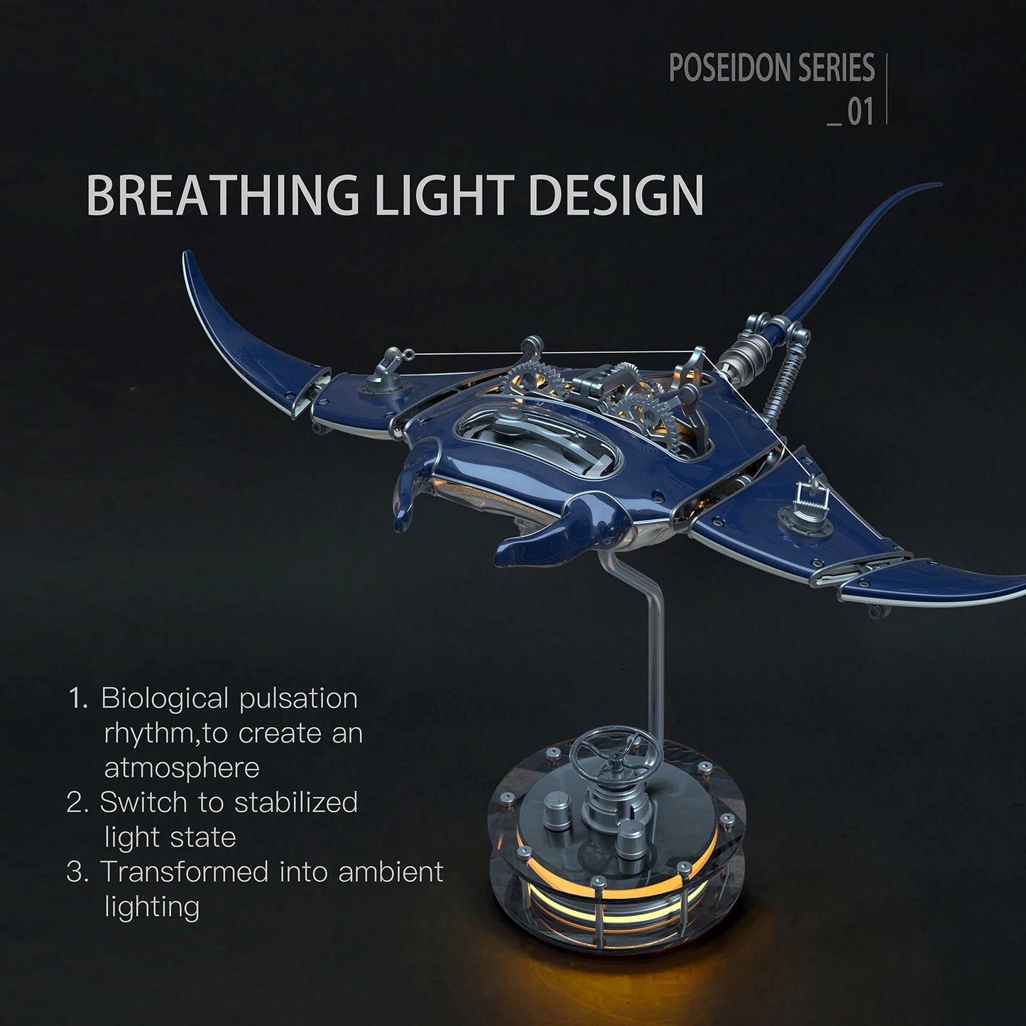 Build Mechanical Mobula Manta Ray Kinetic Sculpture Kits Metal Automata Toy