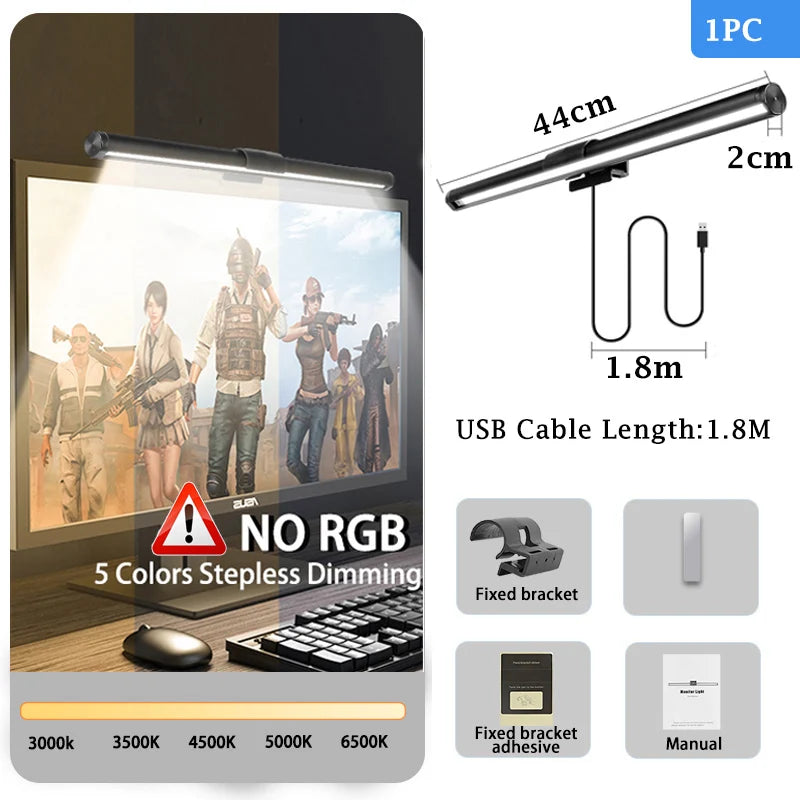 Led Monitor Light Bar Stepless Dimmable Desk Lamp Computer Screen Hanging Light Led Table Lamp Indoor Lighting for Laptop Office
