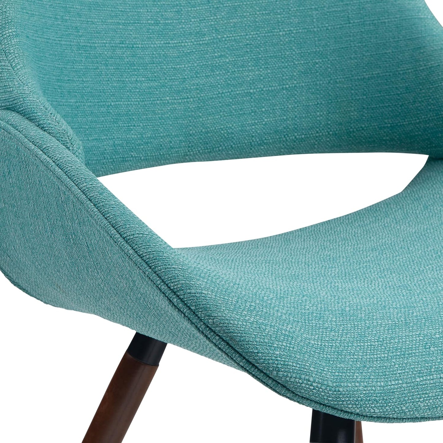 Malden Dining Chairs - Upholstered Bentwood Frame and Woven Fabric Kitchen Chair in Turquoise Blue, Modern Dining Room Seating with Curved Contoured Back, Walnut Veneer Legs and Padded Seat