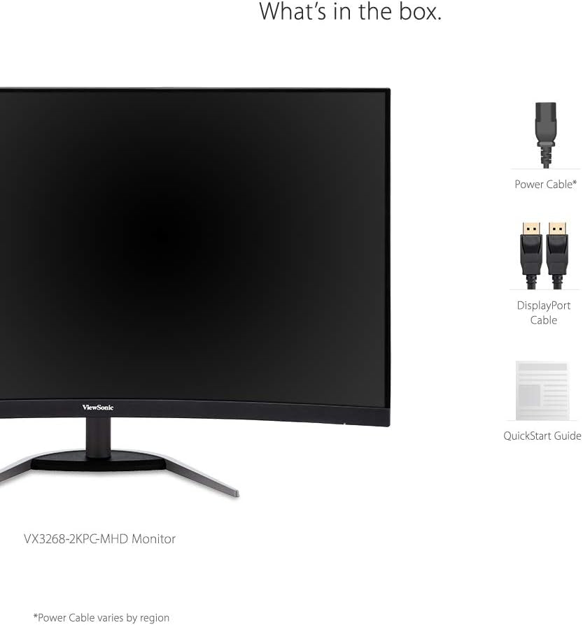 VX3268-2KPC-MHD 32 Inch Curved 1440P 1Ms 144Hz Gaming Monitor with Freesync Premium, Eye Care, HDMI and Displayport