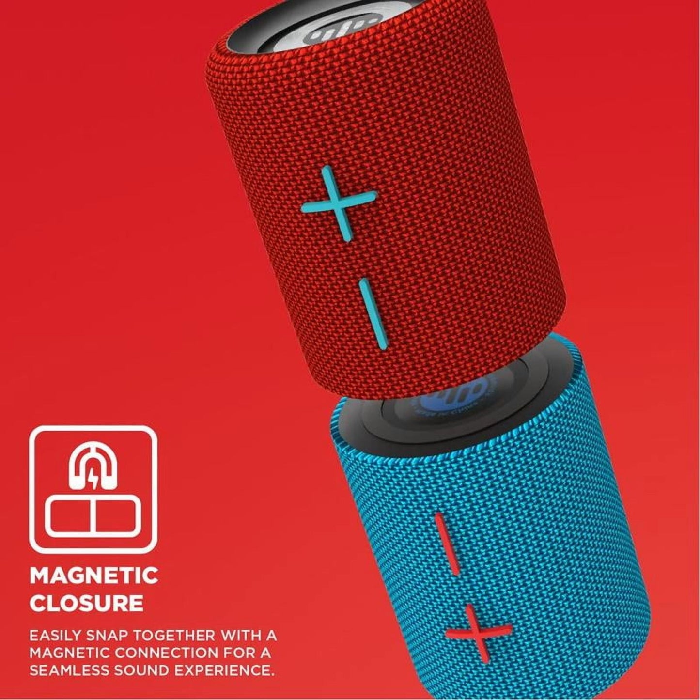 2-in-1 Waterproof Magnetic Bluetooth Speaker - Powerful 20W Stereo Sound, 24-Hour Playtime, True Wireless Pairing for Home, Outdoors & Travel