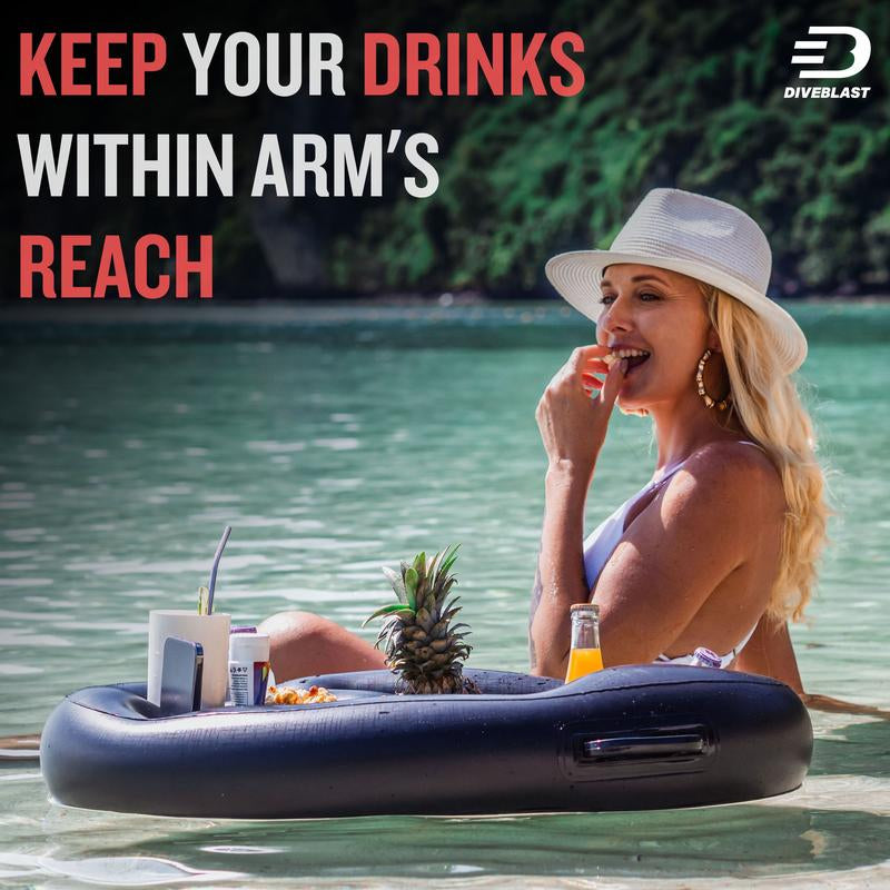 DIVEBLAST Floating Drink Holder for Pools & Hot Tubs — Holds up to 50 LBS — Cool & Unique Drink Floaties — Premium Swimming Pool Inflatables