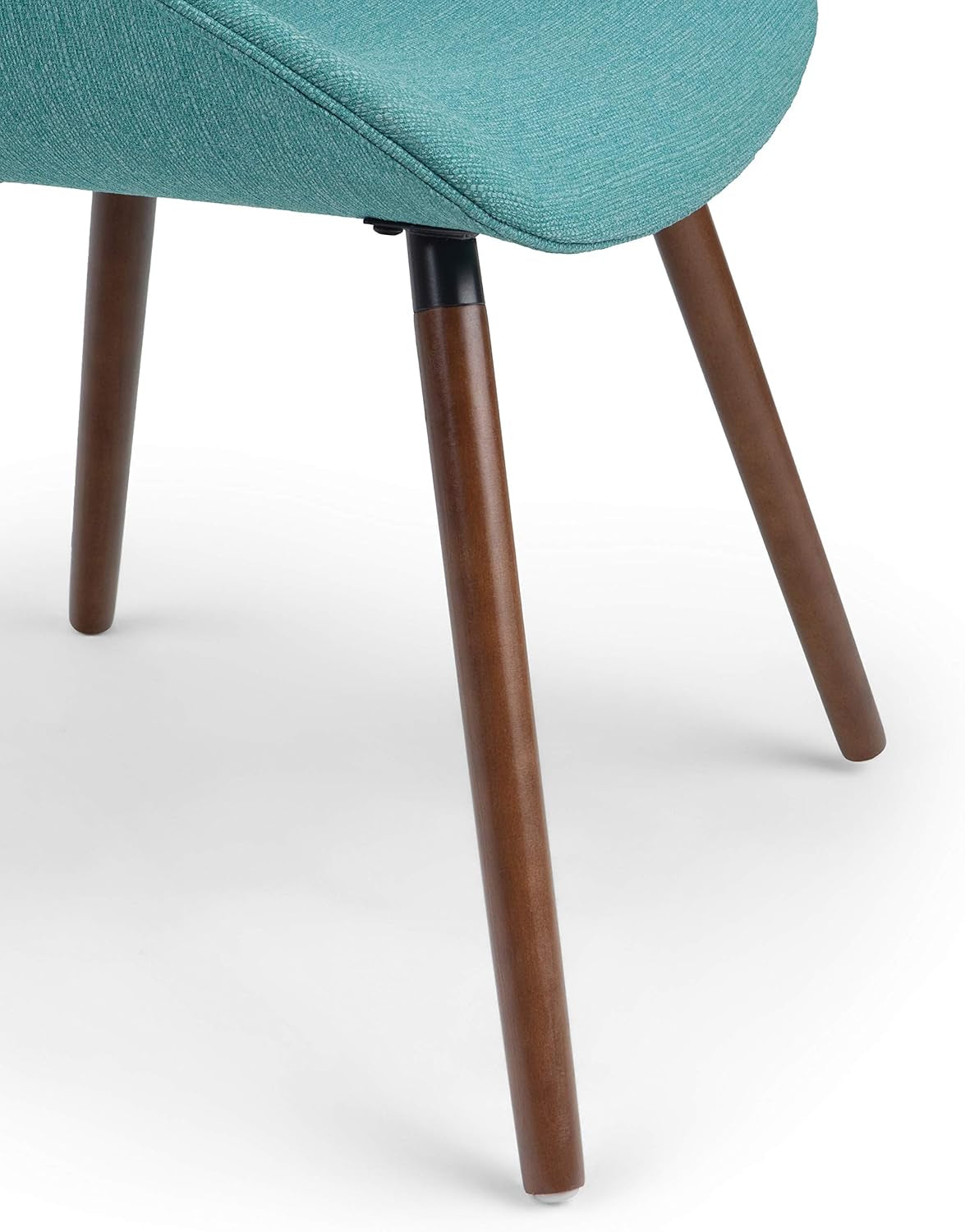 Malden Dining Chairs - Upholstered Bentwood Frame and Woven Fabric Kitchen Chair in Turquoise Blue, Modern Dining Room Seating with Curved Contoured Back, Walnut Veneer Legs and Padded Seat
