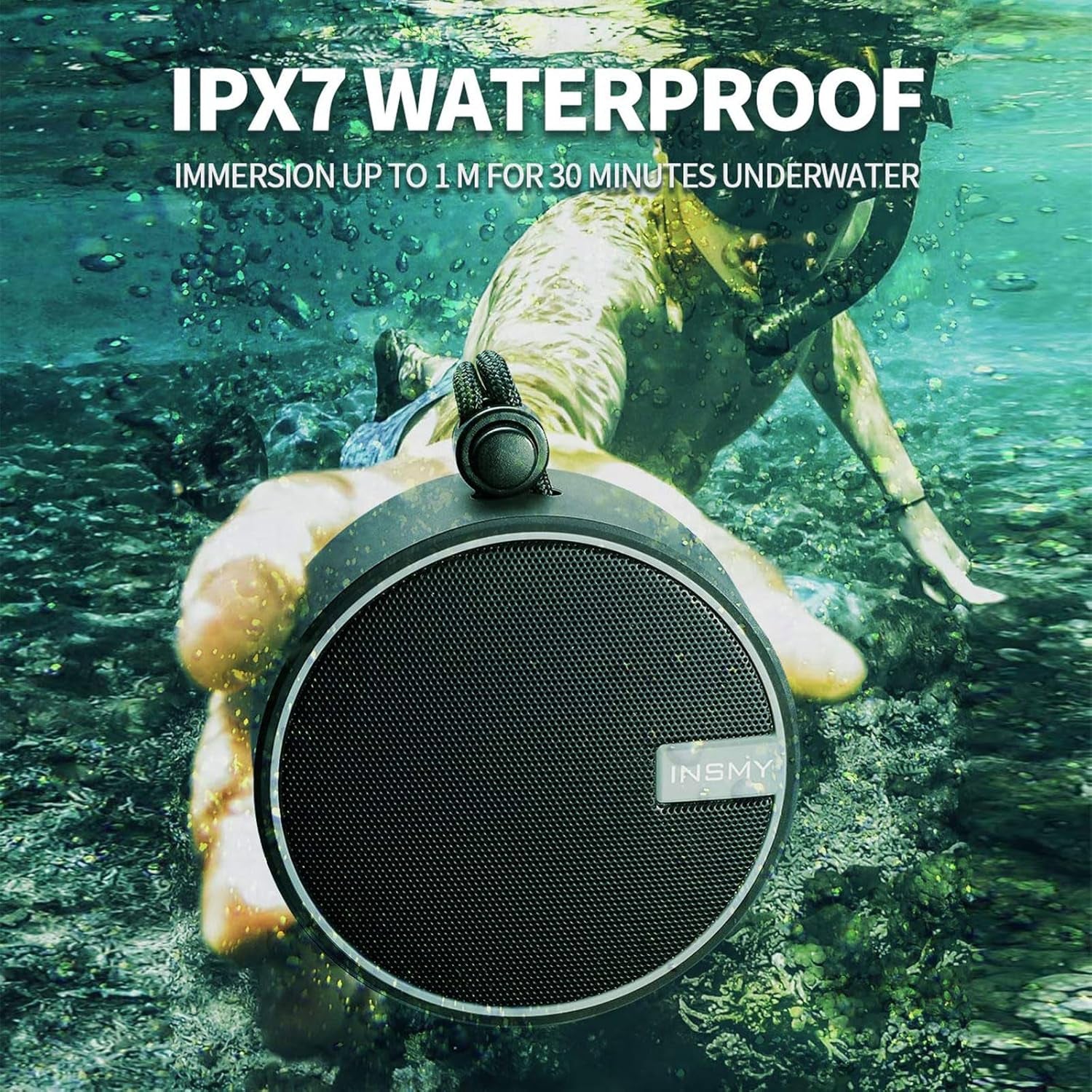 C12 IPX7 Waterproof Shower Bluetooth Speaker, Portable Small Speaker, Speakers Bluetooth Wireless Loud Clear Sound Support TF Card Suction Cup for Kayak Canoe Beach Gift (Black)