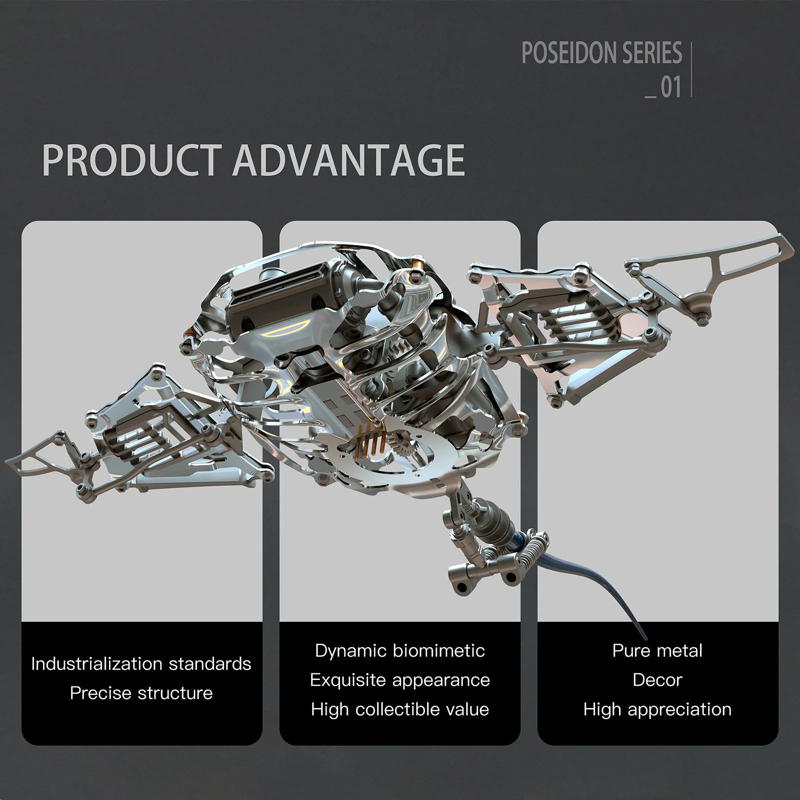 Build Mechanical Mobula Manta Ray Kinetic Sculpture Kits Metal Automata Toy