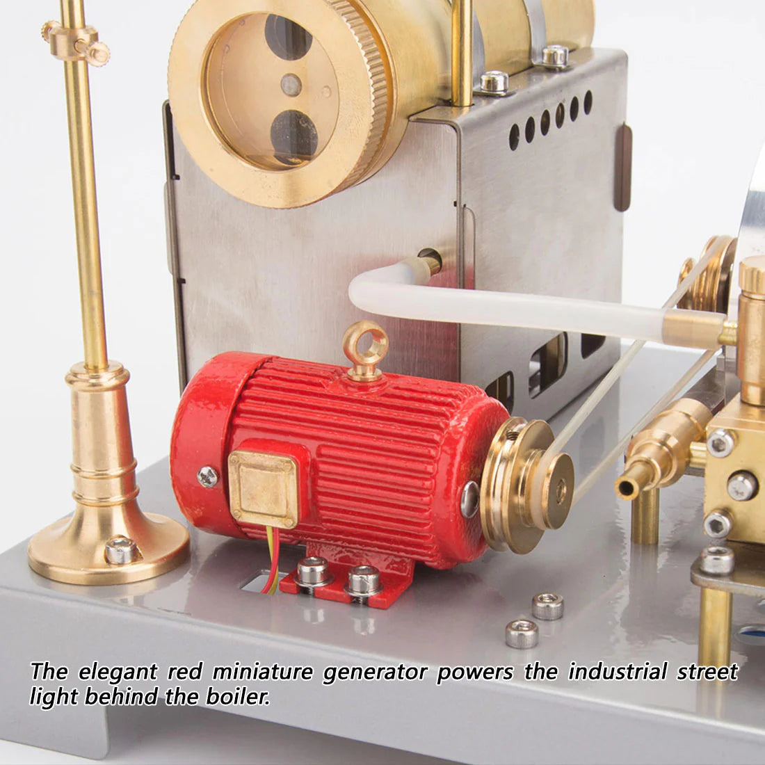 RETROL SE-02 Metal Steam Engine with Horizontal Boiler Model Kit and Generator Street Lamp (100PCS)