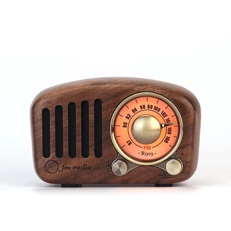 Radio Retro Bluetooth Speaker Walnut Wooden FM Radio with Old Fashioned Classic Style Support TF Card & MP3 Player Loud Volume