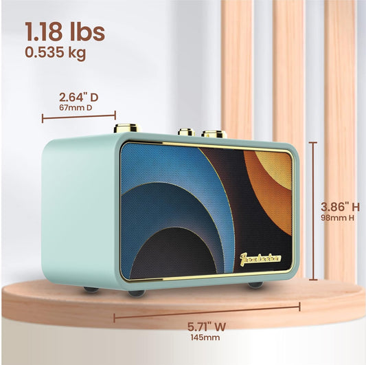 Bluetooth Speakers, Portable Wireless Retro Bluetooth Speaker with Radio, Stereo Sound, Bluetooth 5.0, 12H Playtime, Retro Speaker for Home,Outdoors,Vintage Decor