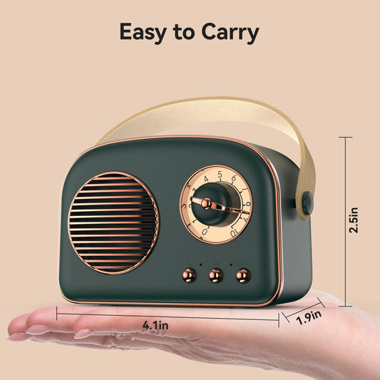 Retro Bluetooth Speakers, Small Wireless Bluetooth Speaker, Vintage Fashion Style, Portable Outdoor Speaker with Powerful Sound, Support Card Port for Bedroom (Green)