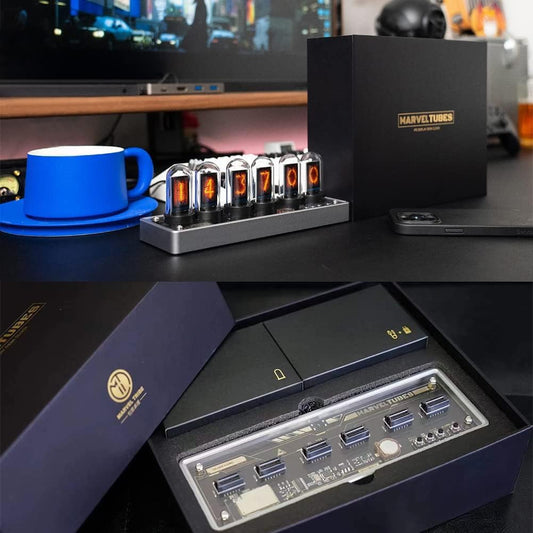 Stunning IPS Nixie Tube Clock: DIY Digital Design with 6-Bit LCD, 12/24 Hour Modes, RGB Backlight - Perfect for Home Decor & Unique Gifts!