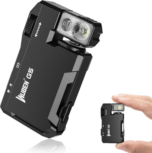 G5 Rechargeable EDC Flashlight, 400 Lumens Dual Light Sources Mini Flashlight with RGB Light, Portable Flat Pocket Flashlights, Magnetic Keychain Flashlight for Outdoor Home Emergencies (Black)