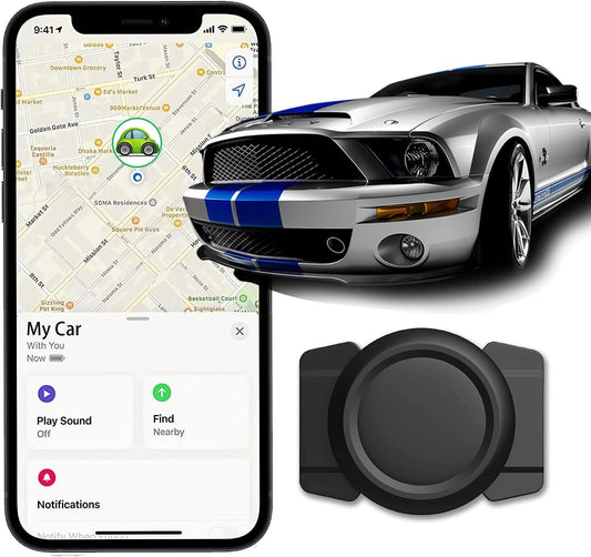 Mini GPS Vehicle Tracker - Real-Time Magnetic Tracking Device with Weatherproof Case, No Monthly Fees, Compatible with Apple Find My (Ios Only) - Ultimate Hidden Car Tracker for Global Coverage