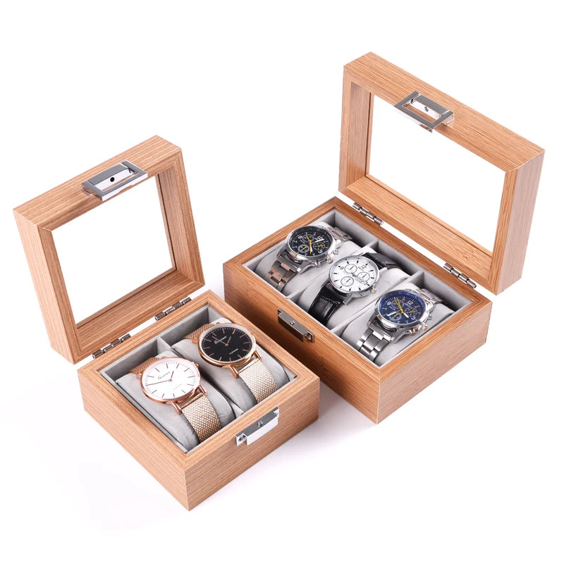 Wellzone 2024 New Style Environmental Protection Bamboo Watch Box Fashionable Chinese Style Watch Storage Case