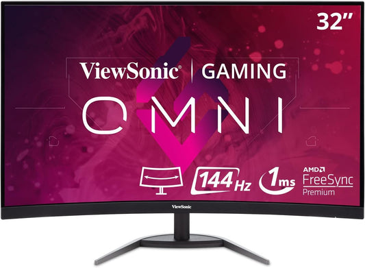 VX3268-2KPC-MHD 32 Inch Curved 1440P 1Ms 144Hz Gaming Monitor with Freesync Premium, Eye Care, HDMI and Displayport