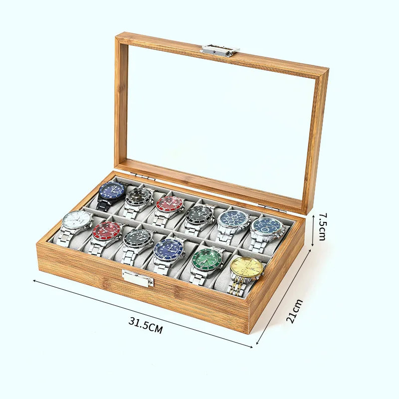 Wellzone 2024 New Style Environmental Protection Bamboo Watch Box Fashionable Chinese Style Watch Storage Case