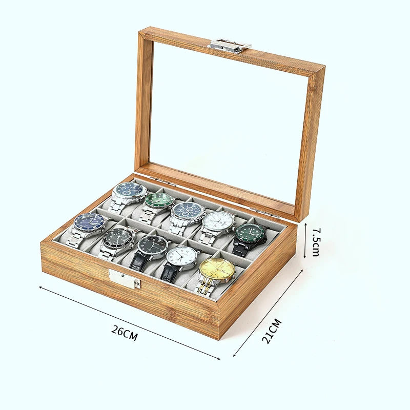 Wellzone 2024 New Style Environmental Protection Bamboo Watch Box Fashionable Chinese Style Watch Storage Case